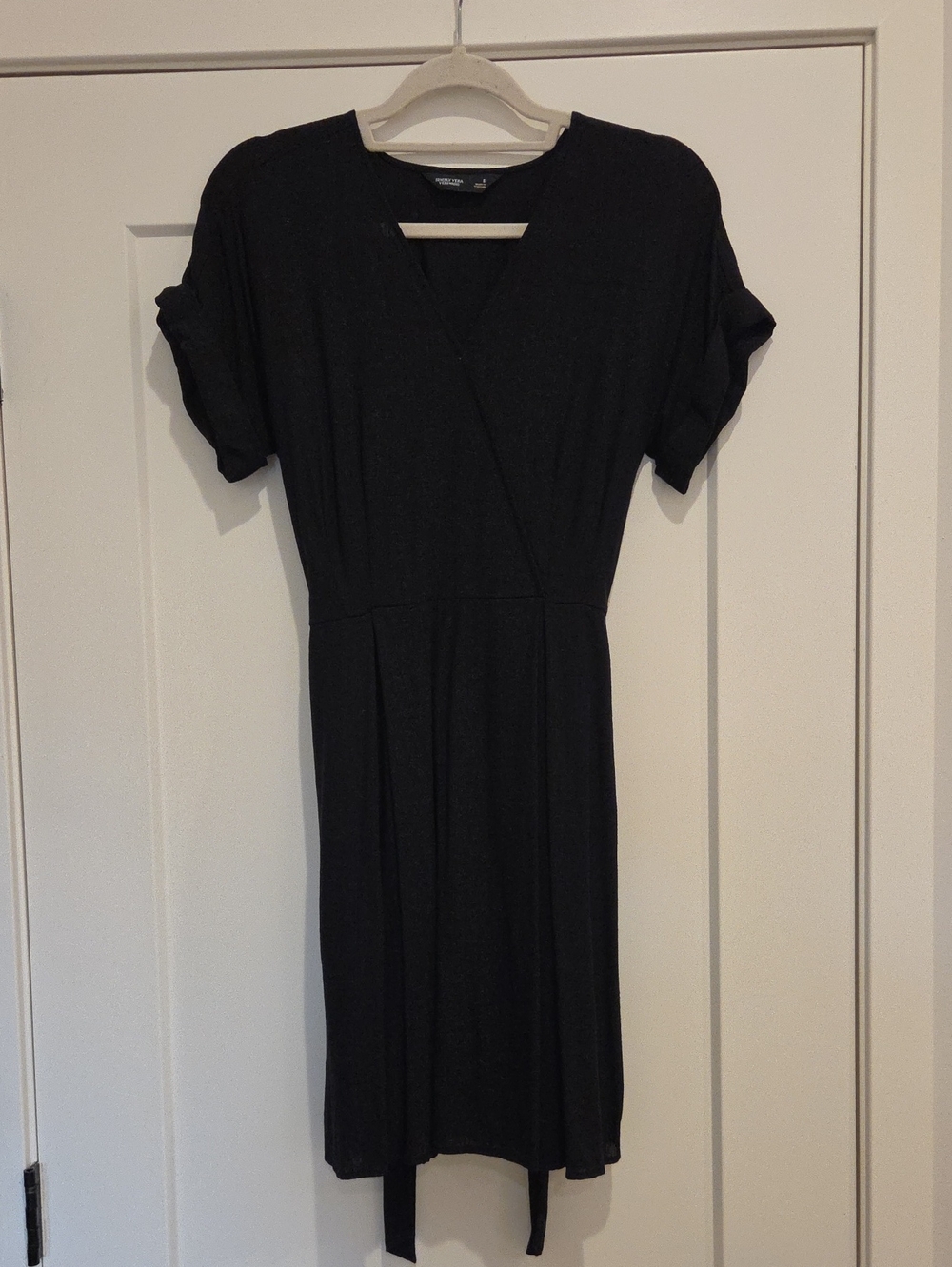 Simply Vera Vera Wang Black Linen Short-Sleeve V-Neck Dress